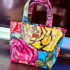 Consuela Small Tote | Colorful Floral Coated Canvas Mini Bag